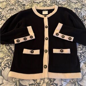 CHANEL Black and Cream Knit Sweater